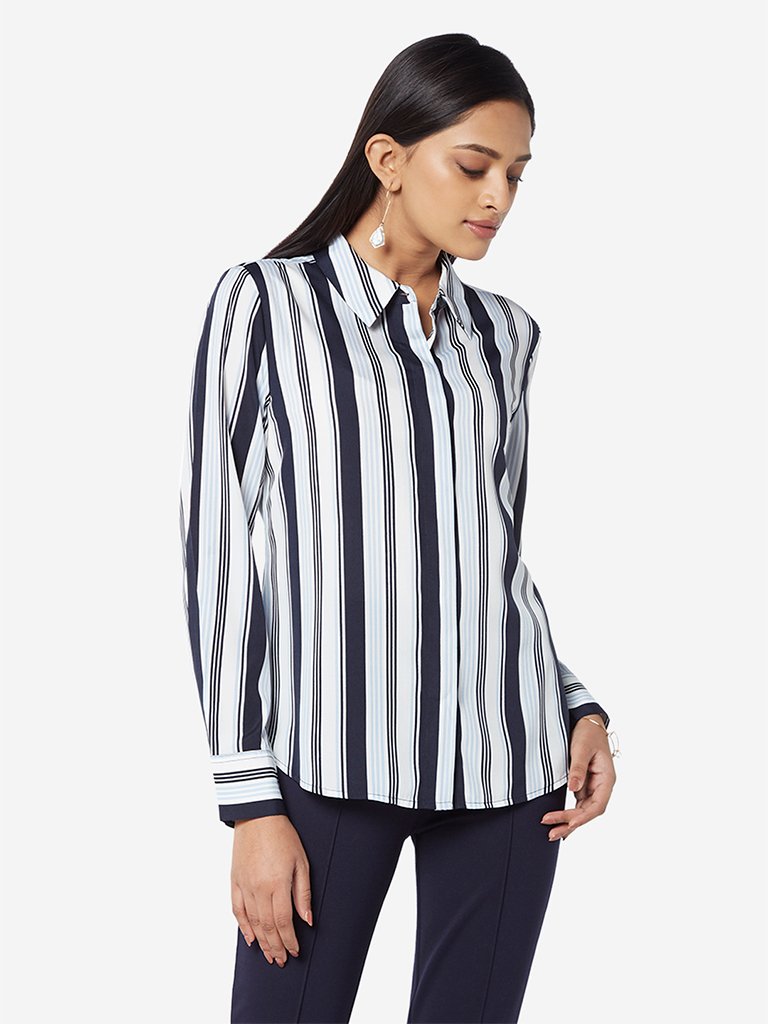 Wardrobe White Stripe Patterned Agnus Shirt
