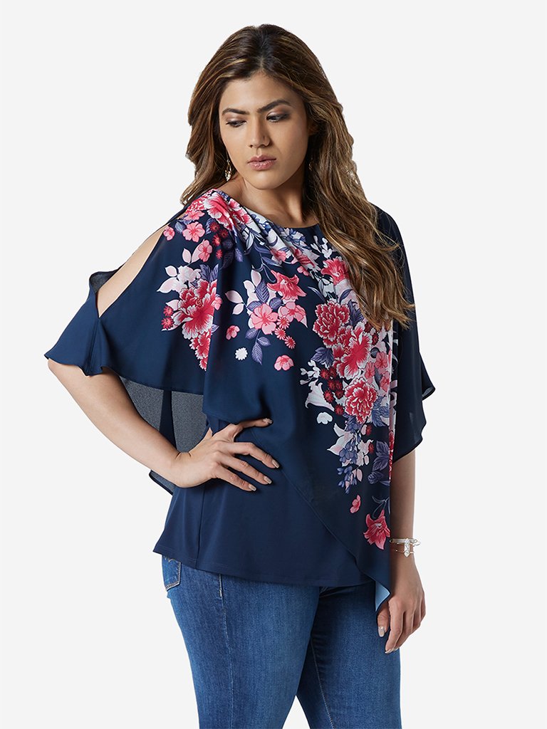 Gia Curve Navy Floral Odella Top