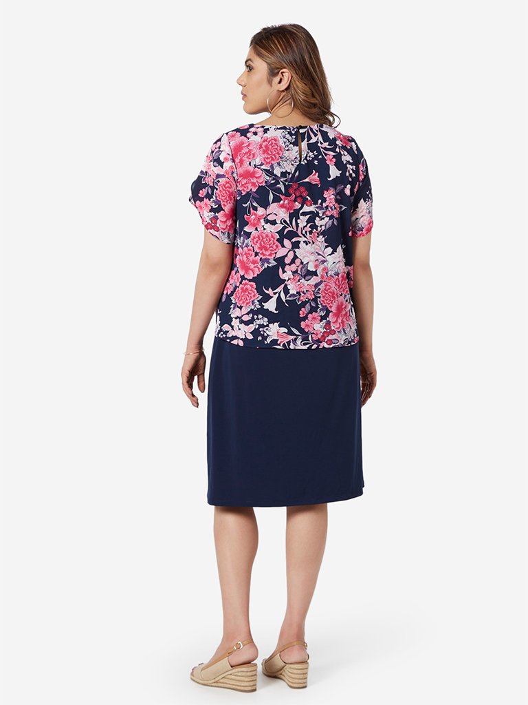 Gia Curve Navy Floral Print Ordilia Dress