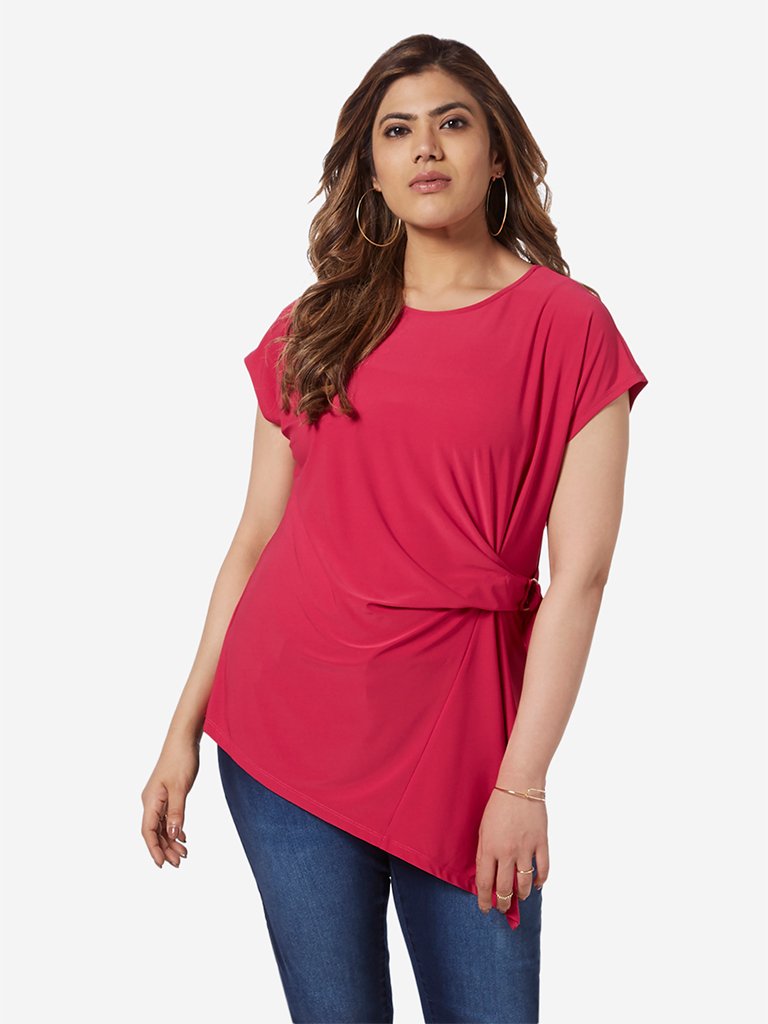 Gia Curve Dark Pink Hardware Detailed Top