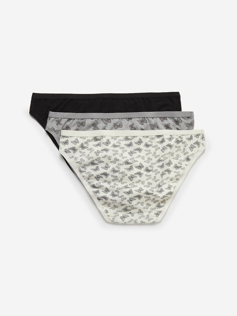 Wunderlove Grey Bikini Briefs Pack of Three