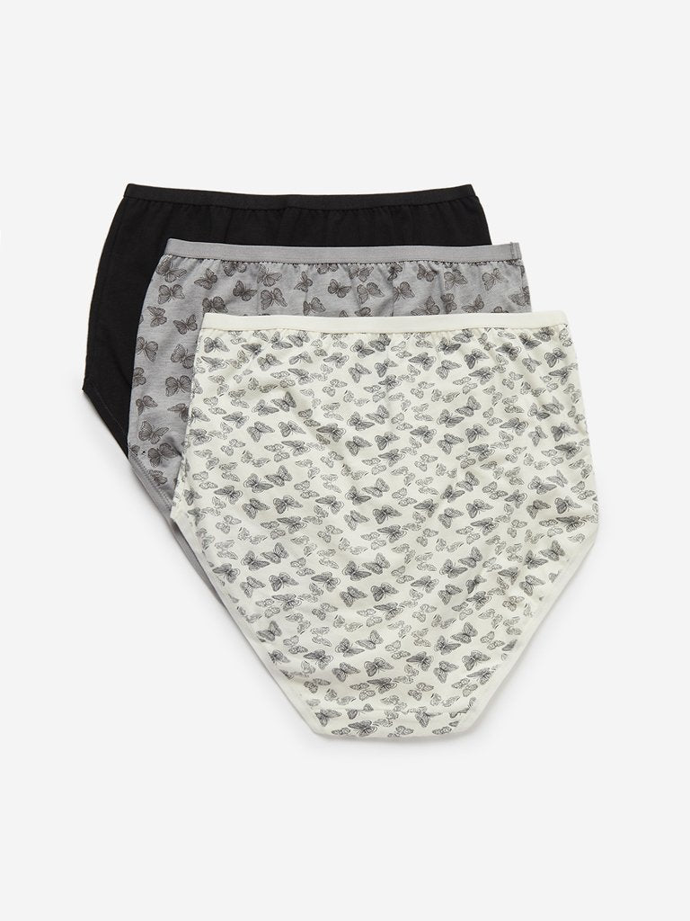 Wunderlove Grey Full Briefs Pack of Three