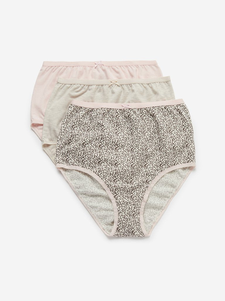 Wunderlove Pink Print Full Briefs Pack of Three