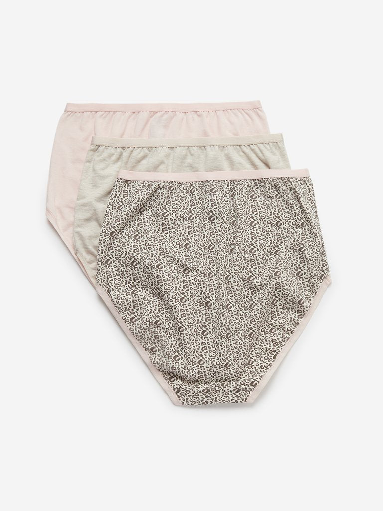 Wunderlove Pink Print Full Briefs Pack of Three