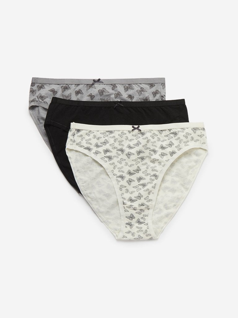 Wunderlove Grey Hi-Leg Briefs Pack of Three