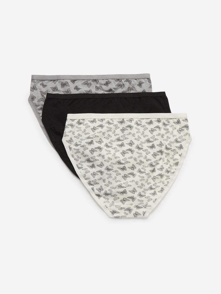Wunderlove Grey Hi-Leg Briefs Pack of Three