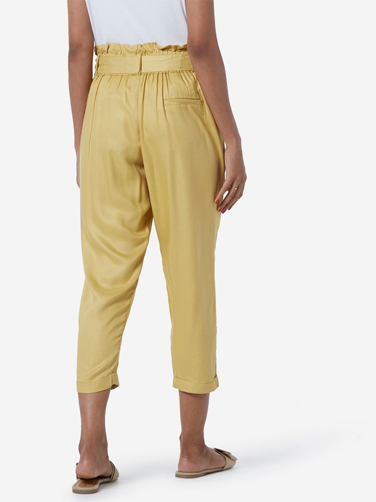 LOV Yellow Catharine Paperbag Trousers With Belt