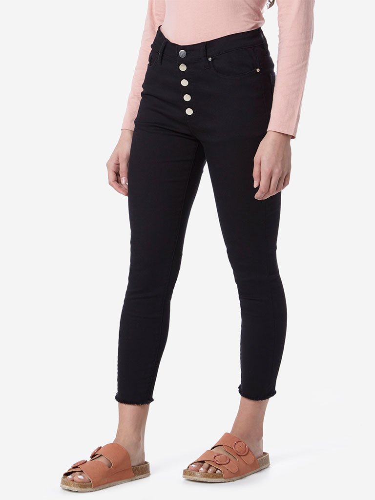 LOV Black Fario Cropped Denim Jeans