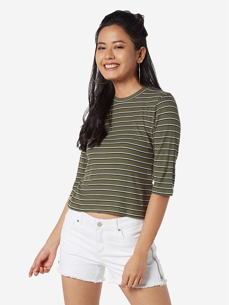Nuon Khaki Striped Jaffer Top