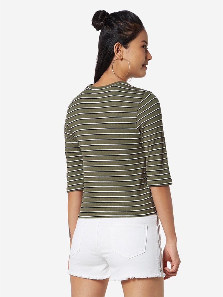 Nuon Khaki Striped Jaffer Top