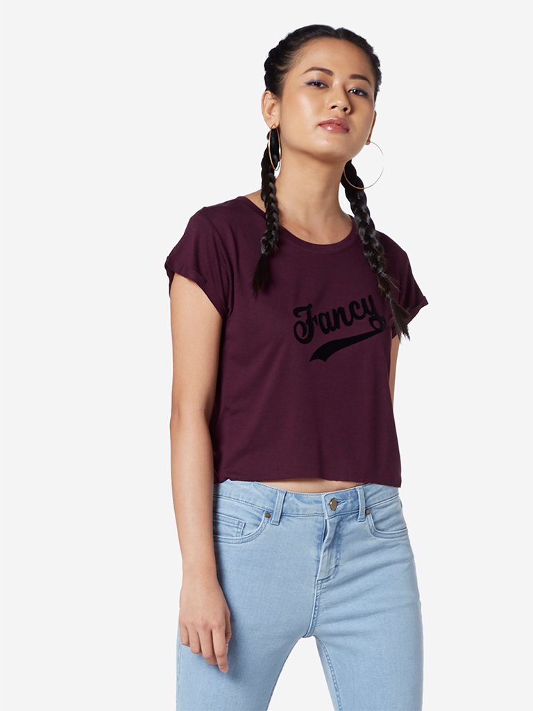 Nuon Berry Text Print Olix T-Shirt