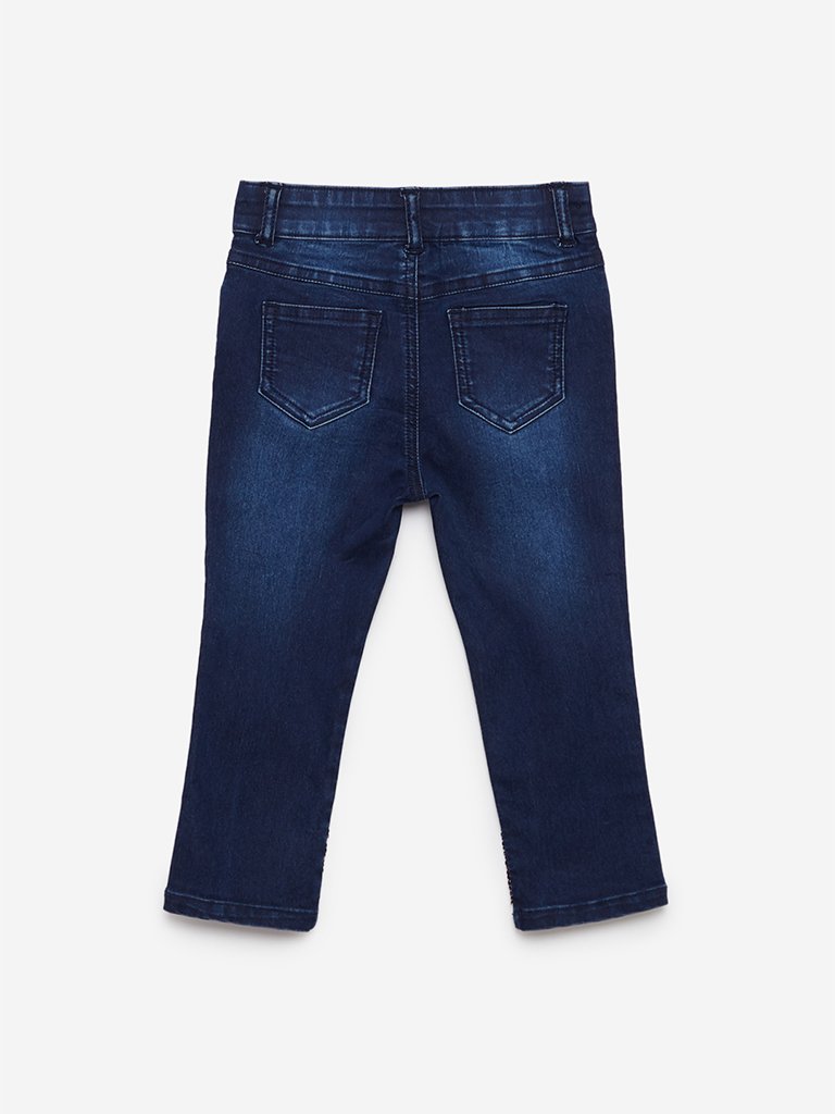 HOP Kids Indigo Jeans With Flip Sequins