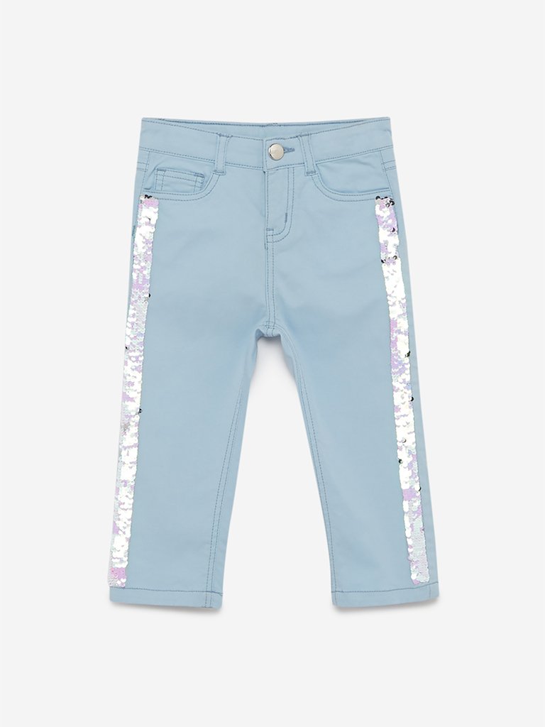 HOP Kids Light Blue Reversible Sequin Jeans
