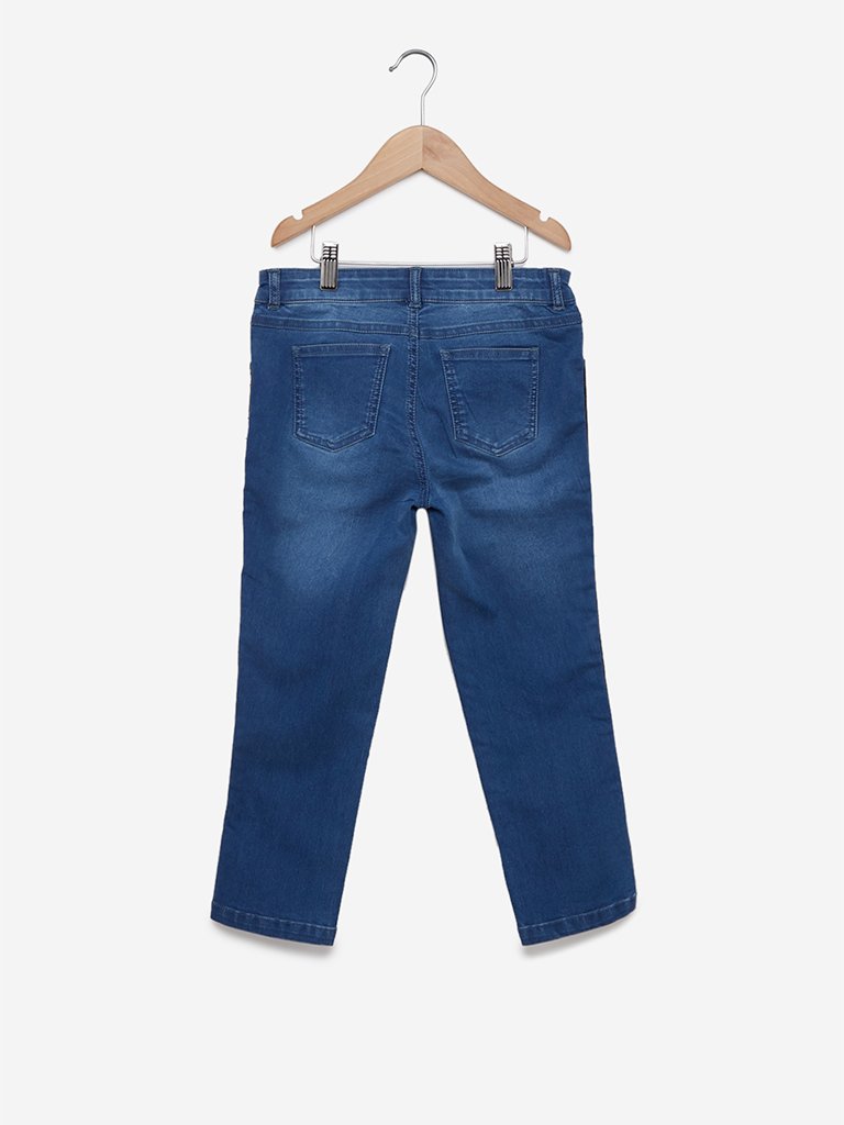 Y&F Kids Blue Rhinestone Detailed Jeans
