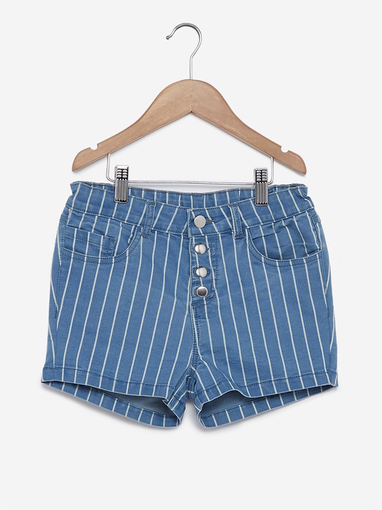 Y&F Kids Blue Striped Shorts