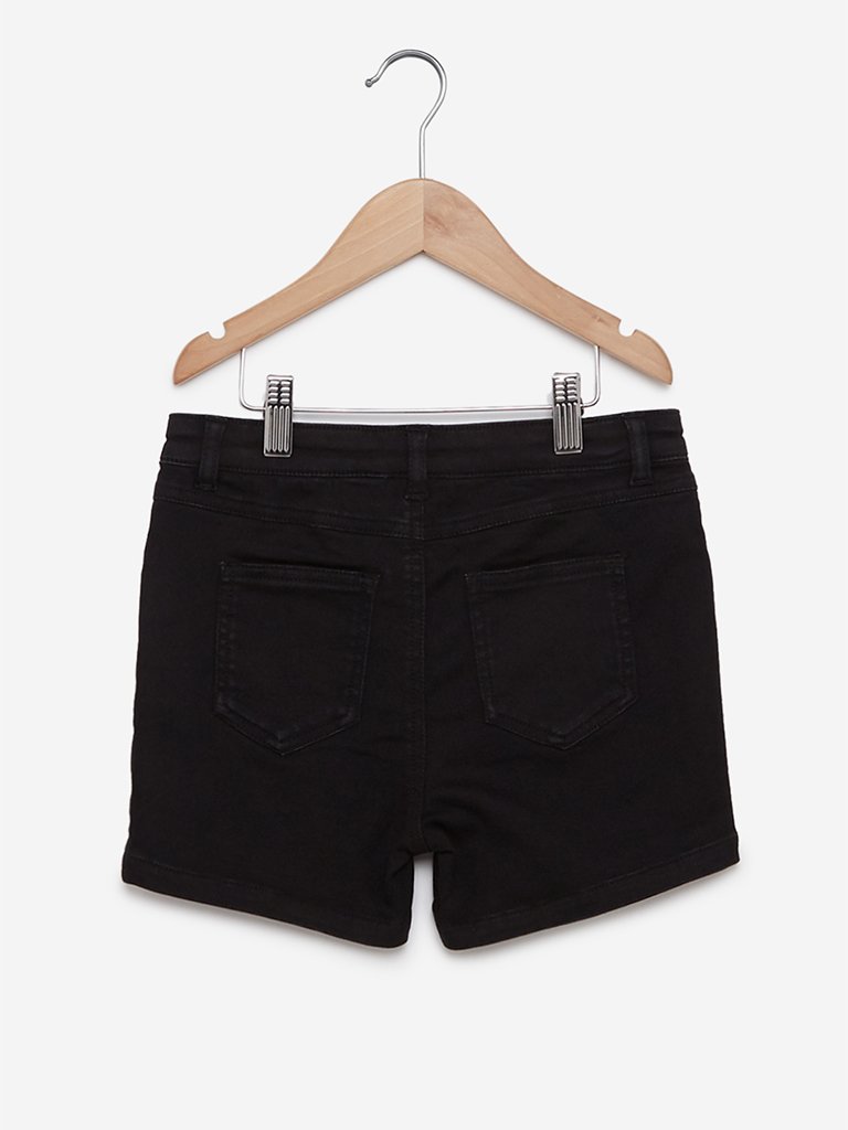 Y&F Kids Black Sequinned Shorts