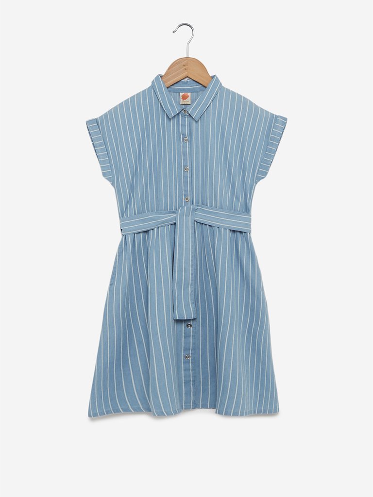 Y&F Kids Light Blue Doria Dress With Belt