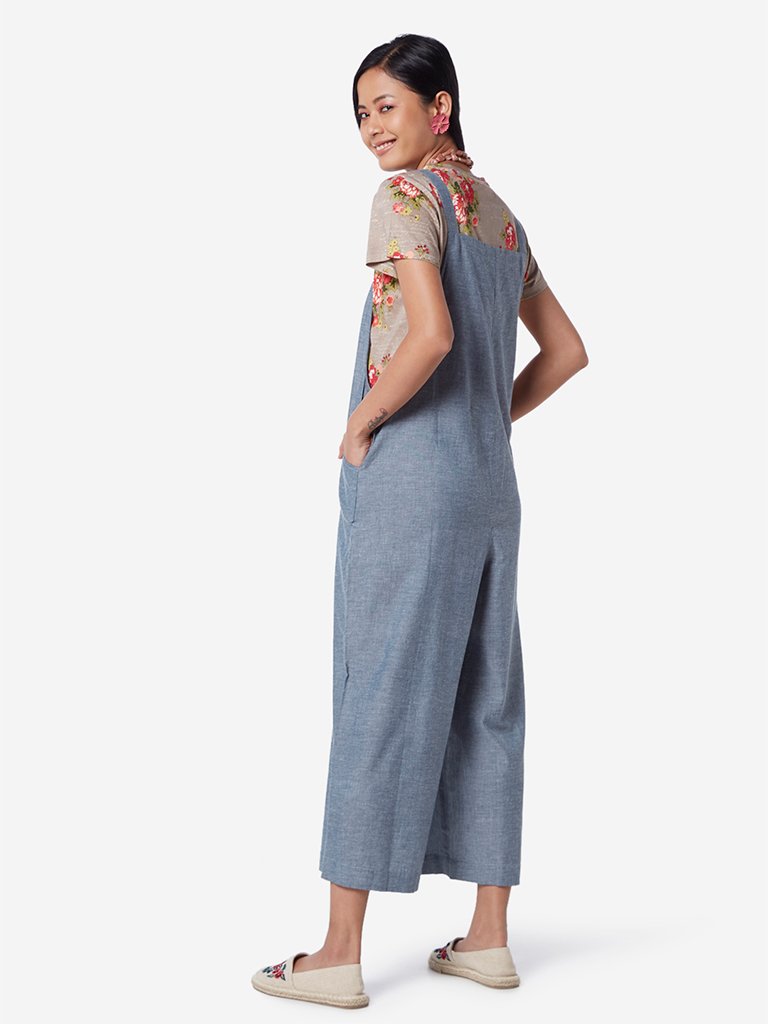Bombay Paisley Blue Pure-Cotton Dungarees