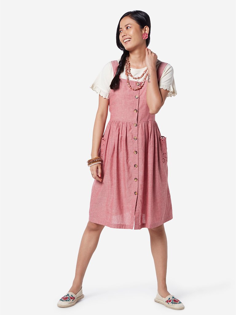 Bombay Paisley Dull Pink Fit-And-Flare Dress