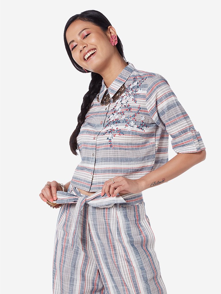 Bombay Paisley Multicolour Embroidered Crop-Top