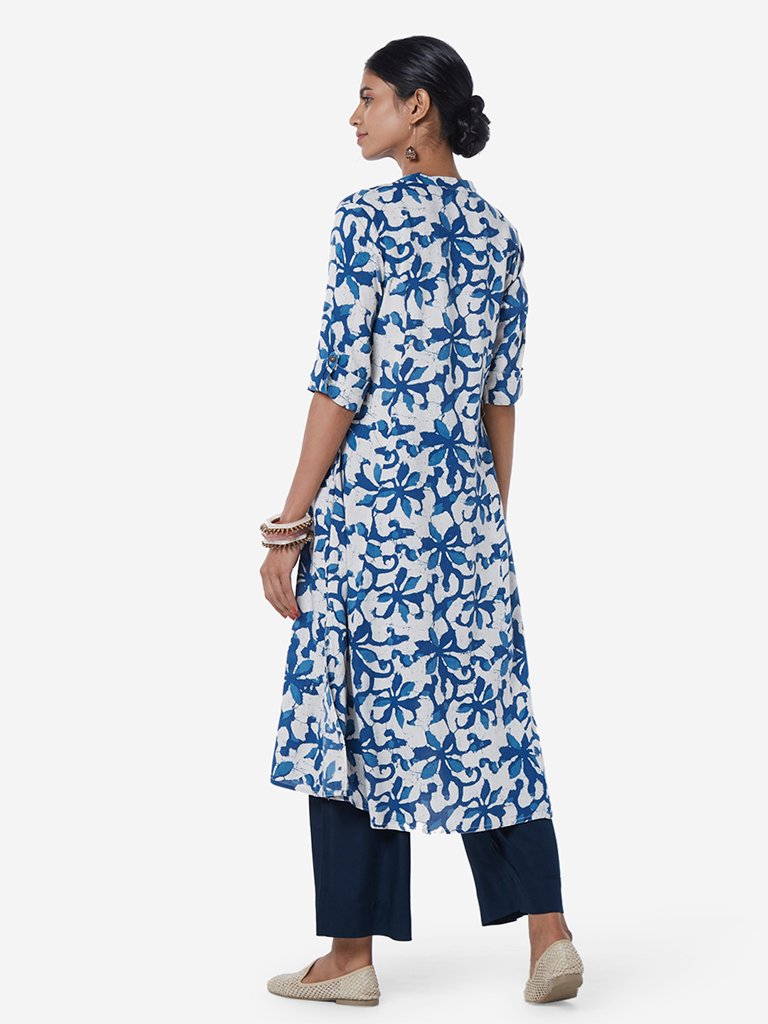 Utsa Indigo Abstract Pattern A-Line Kurta