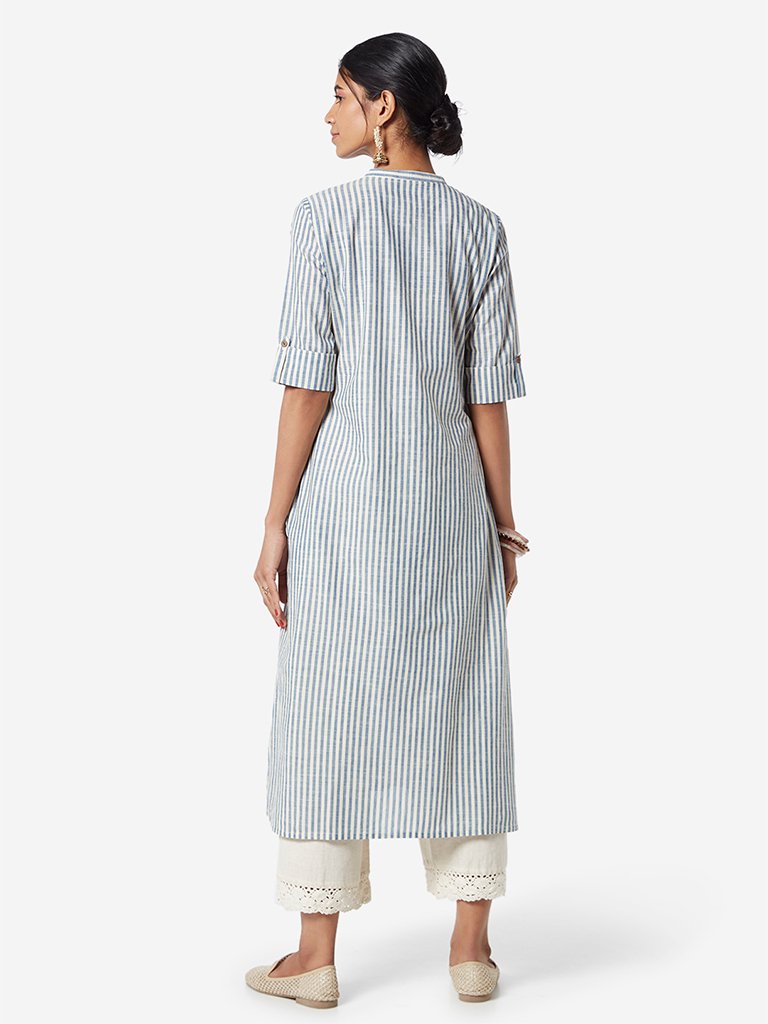 Utsa Indigo Printed A-line Kurta