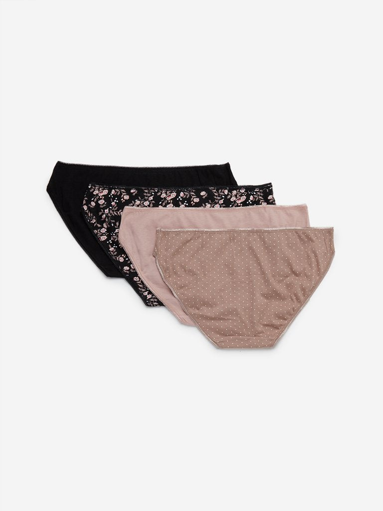 Wunderlove Black Bikini Briefs Set of Four