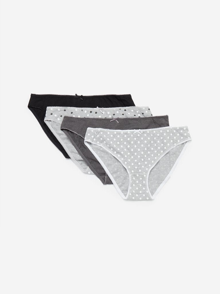 Wunderlove Grey Bikini Briefs Set of Four