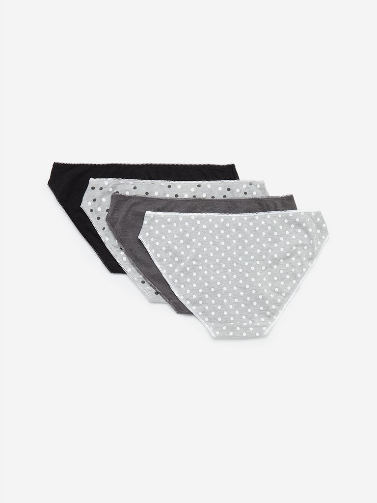 Wunderlove Grey Bikini Briefs Set of Four