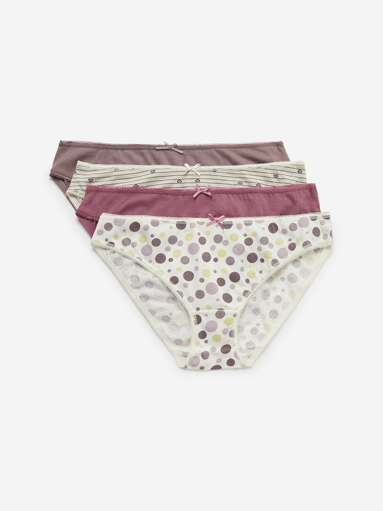 Wunderlove Dusty Pink Bikini Briefs Pack of Four