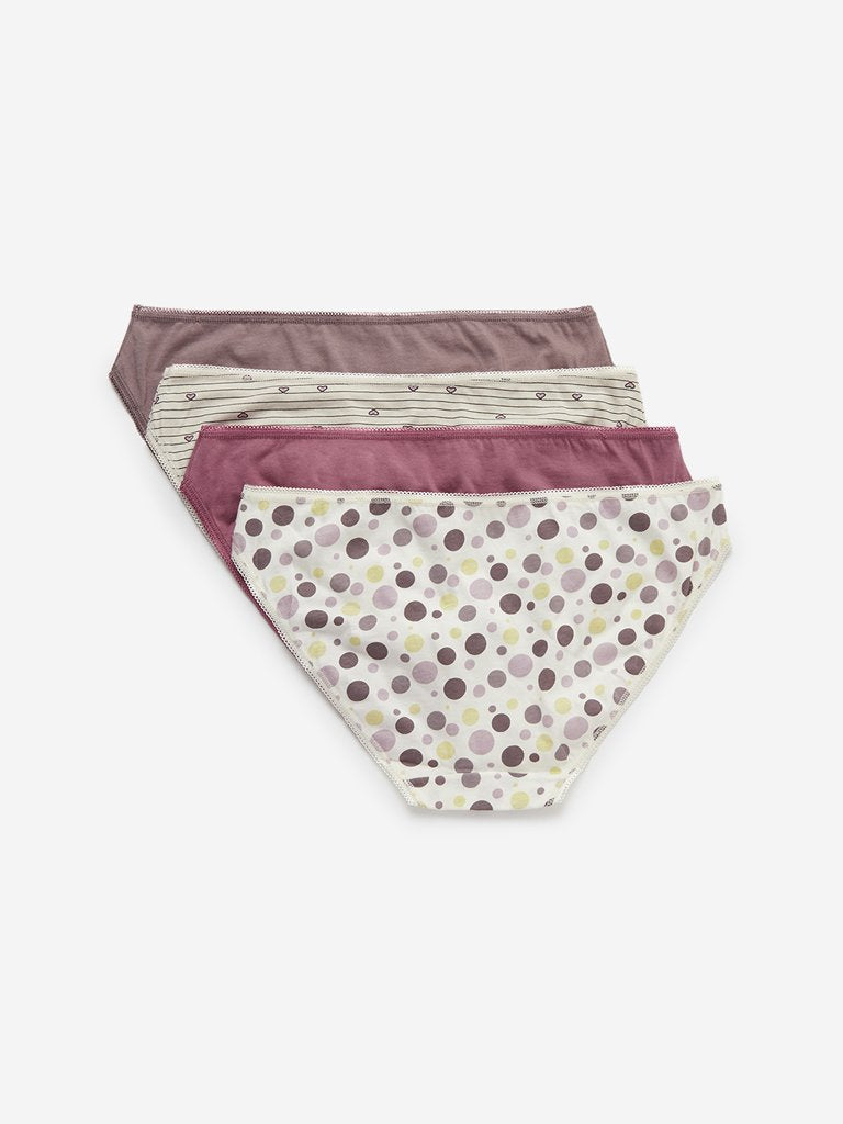 Wunderlove Dusty Pink Bikini Briefs Pack of Four