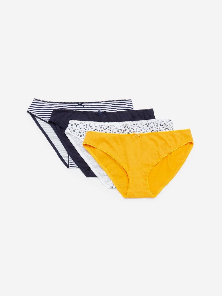 Wunderlove Yellow Bikini Briefs Set of Four