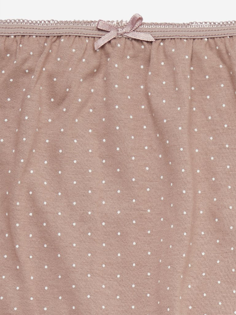 Wunderlove Beige Print Full Briefs Set of Three