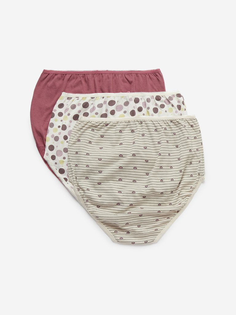 Wunderlove Dusty Pink Full Briefs Pack of Three