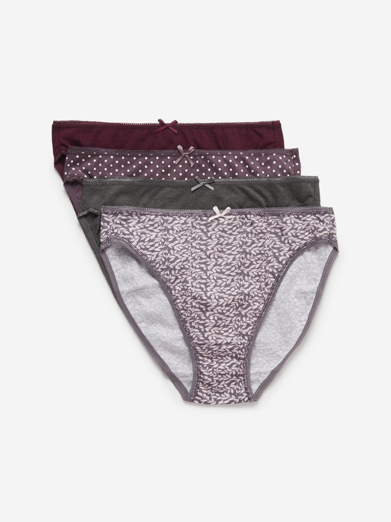 Wunderlove Dark Red Hi-Leg Briefs Pack of Four