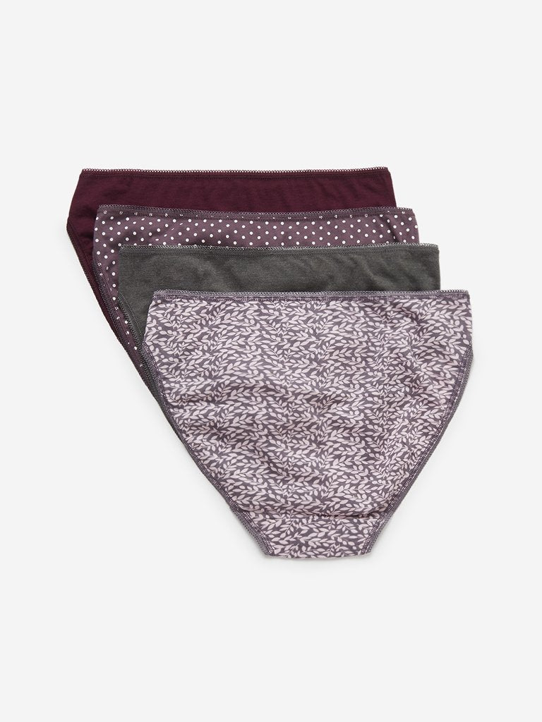 Wunderlove Dark Red Hi-Leg Briefs Pack of Four