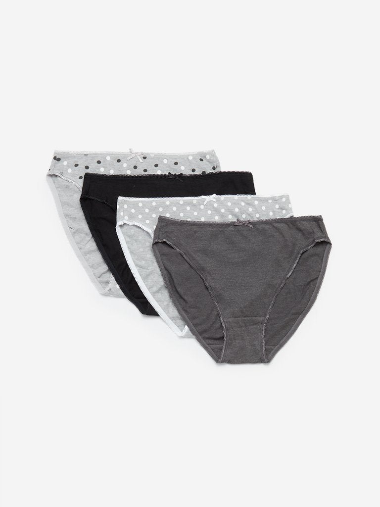 Wunderlove Grey Hi-Leg Briefs Set of Four