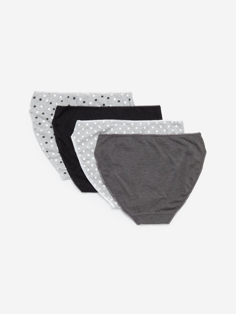 Wunderlove Grey Hi-Leg Briefs Set of Four