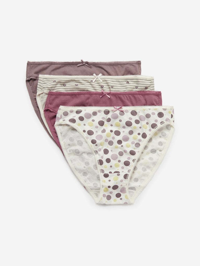 Wunderlove Dusty Pink Hi-Leg Briefs Pack of Four