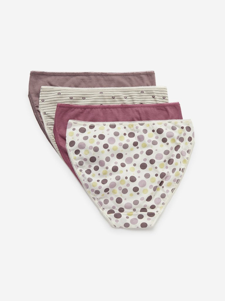 Wunderlove Dusty Pink Hi-Leg Briefs Pack of Four