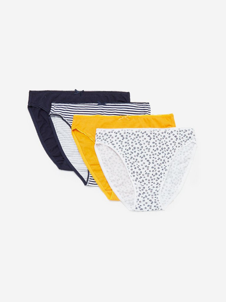 Wunderlove Yellow Hi-Leg Briefs Set of Four