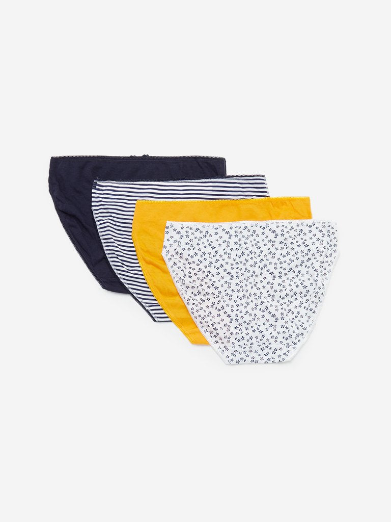 Wunderlove Yellow Hi-Leg Briefs Set of Four