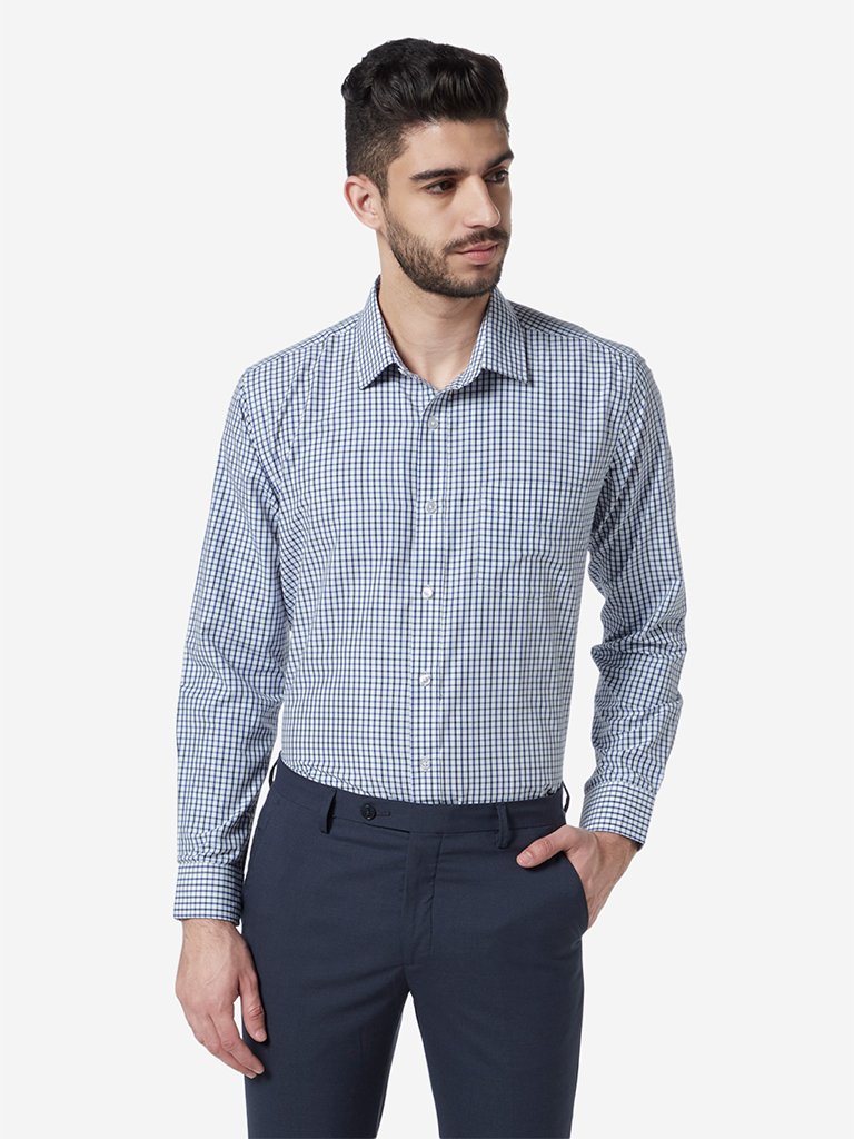 WES Formals Multicolour Check Relaxed Fit Shirt