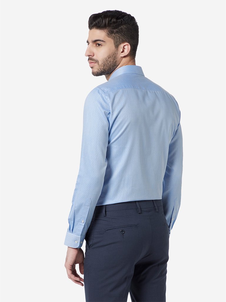WES Formals Light Blue Slim Fit Shirt