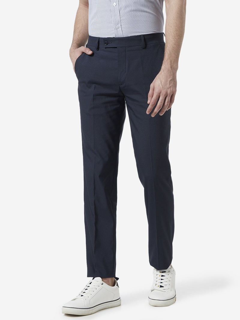 WES Formals Navy Slim Fit Trousers