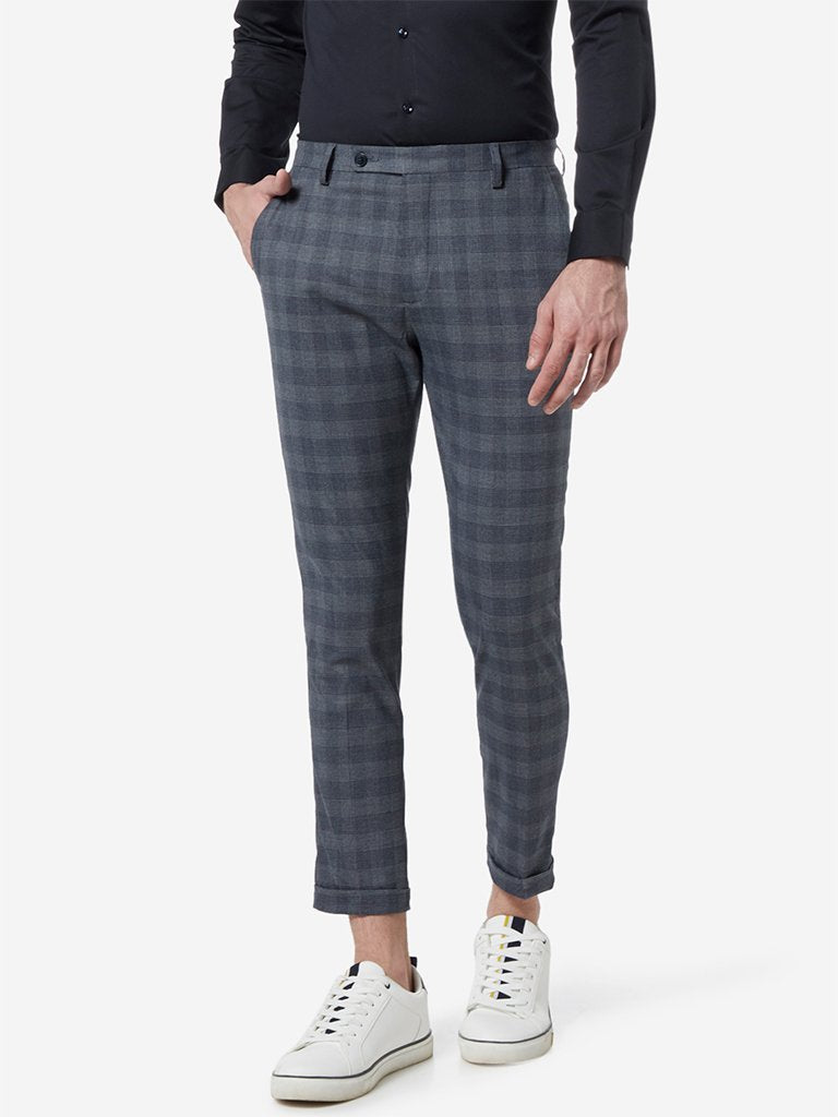 WES Formals Dark Grey Carrot Fit Crop Trousers