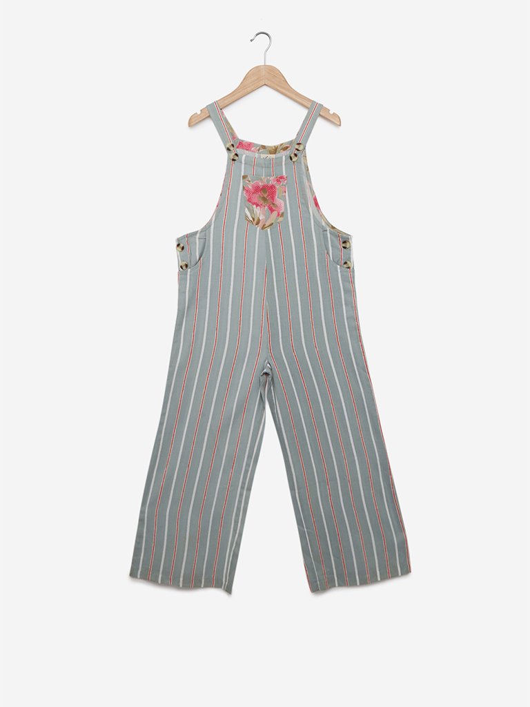 Utsa Kids Multicolour Striped Dungarees