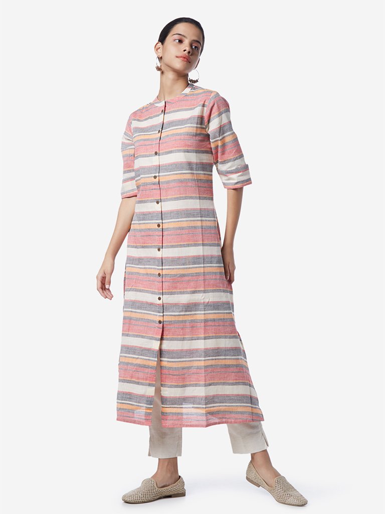Utsa Multicolour Striped A-Line Kurta