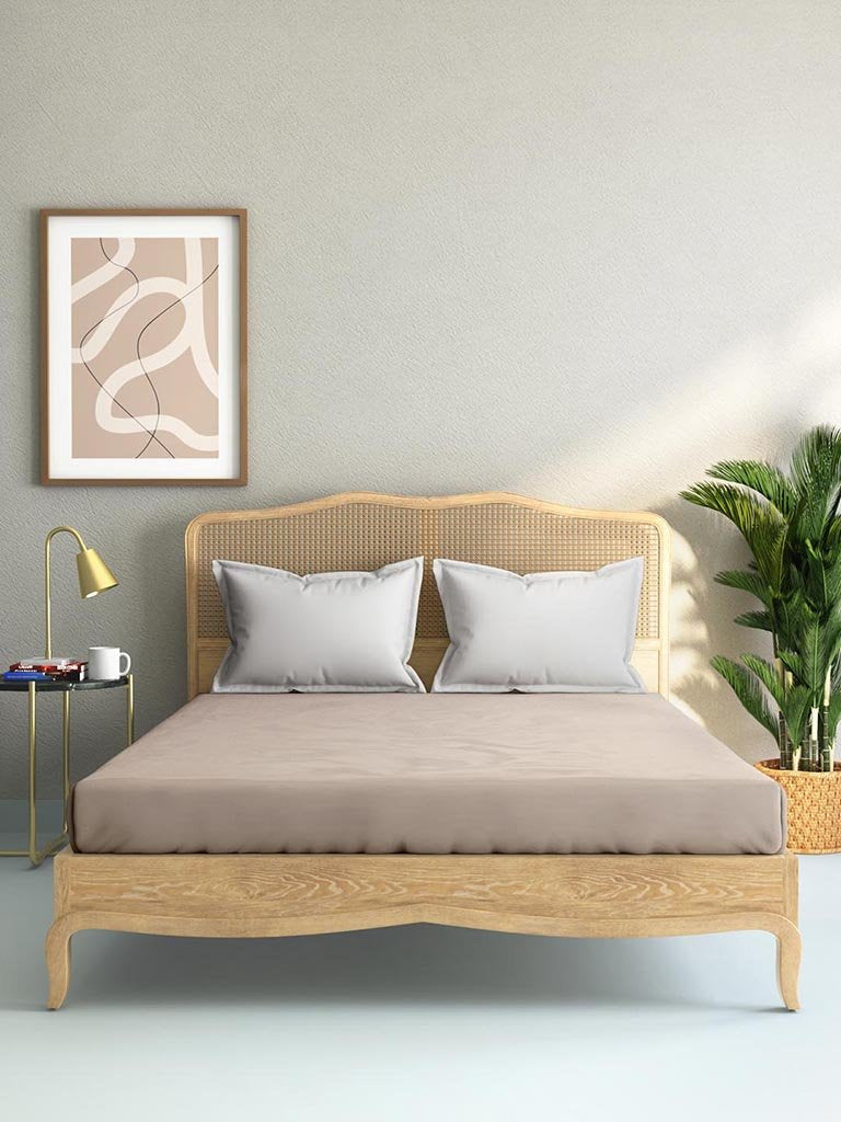 Westside Home Taupe 144TC King Fitted Bedsheet