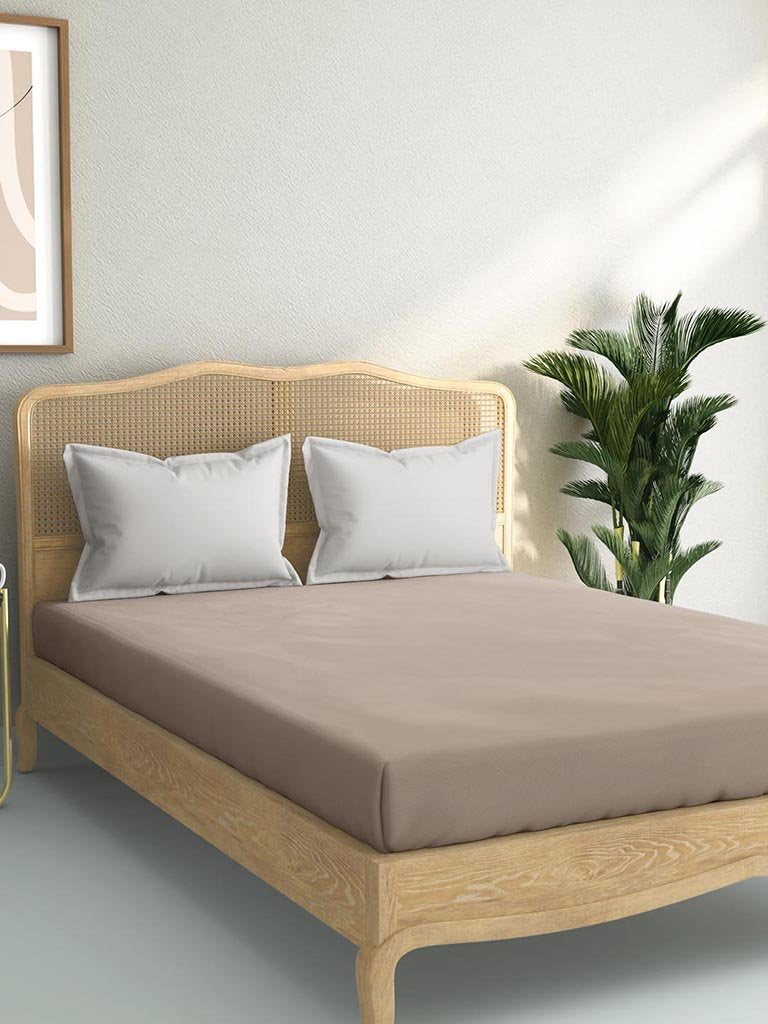 Westside Home Taupe 144TC King Fitted Bedsheet